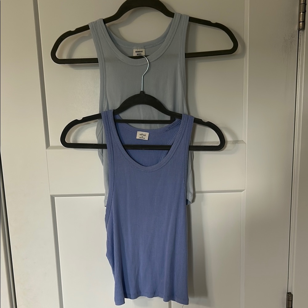 Wilfred Ribbed Tank Tops in Blue and Light Blue